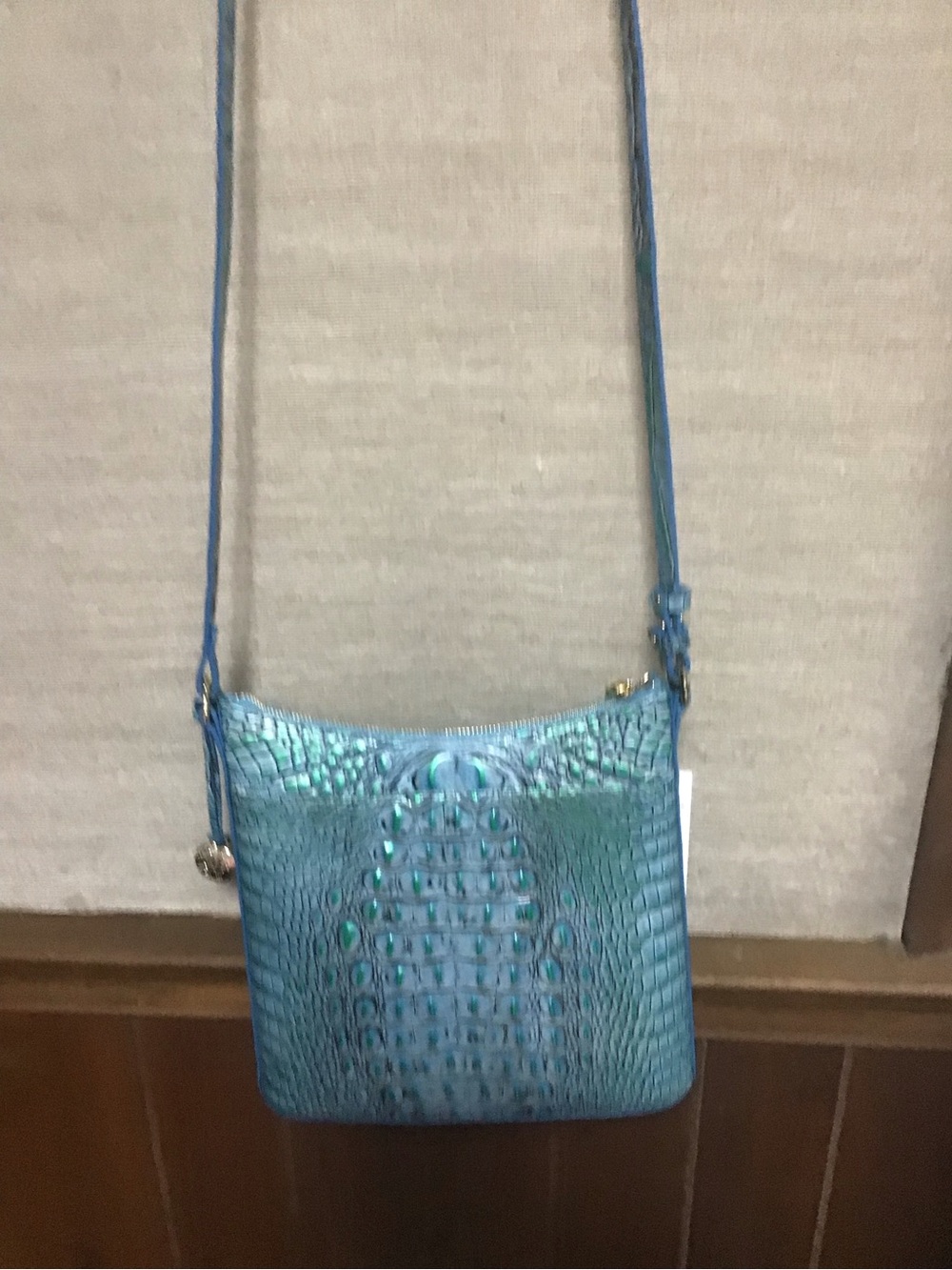 Brahmin Teal Croc-Embossed Crossbody Bag - Picture 2 of 3